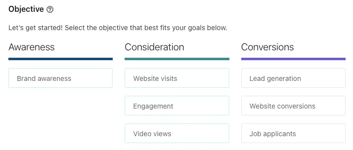 LinkedIn Campaign Objectives for a lead gen funnel