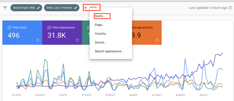 Search Query Filter in Google Search Console