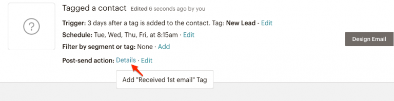 Review the automated email settings in mailchimp
