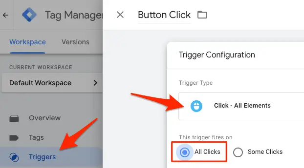 Configure a click elements in GTM