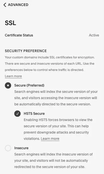 Adding SSL Certificate to Squarespace