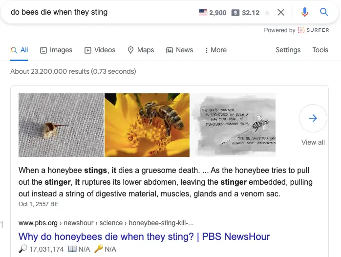 Answer targeting example that ranks for a featured snippet