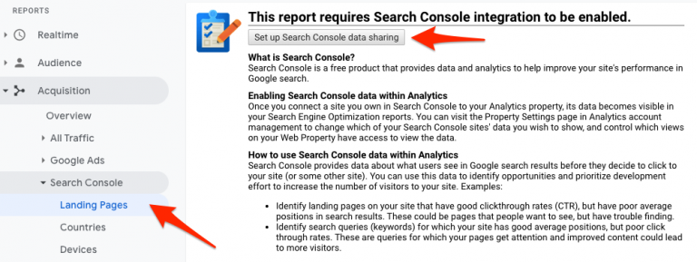 Connect Google Search Console and Analytics