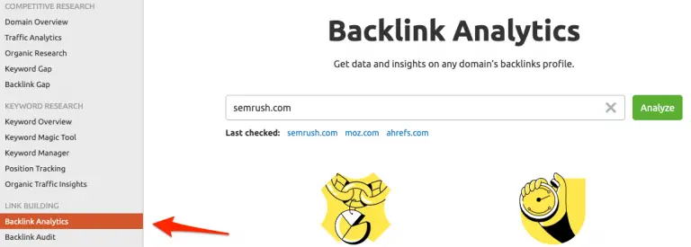 SEMRush Backlink Analytics