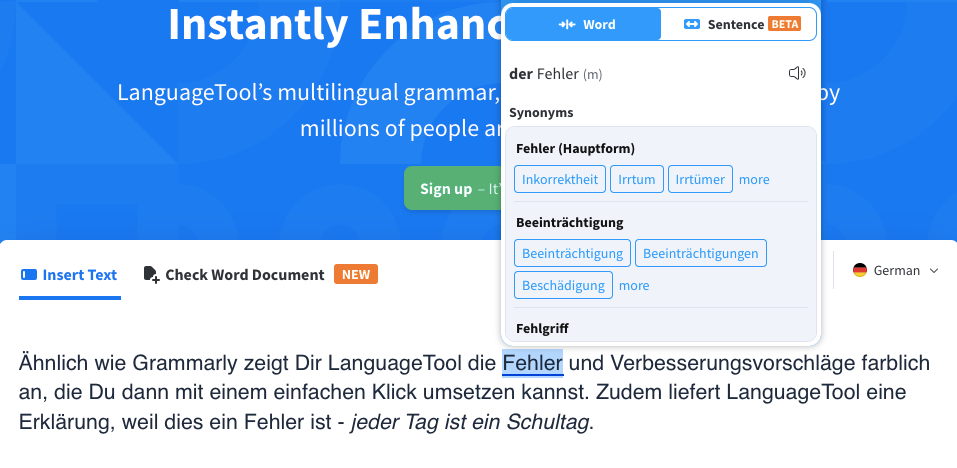 grammarly german