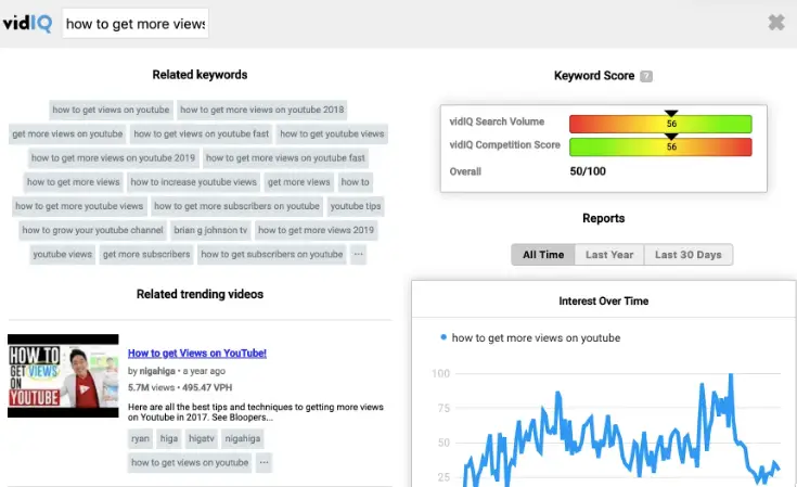 vidIQ seo video rank tracker