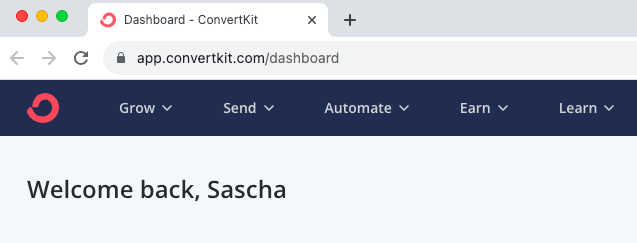 convertkit dashboard